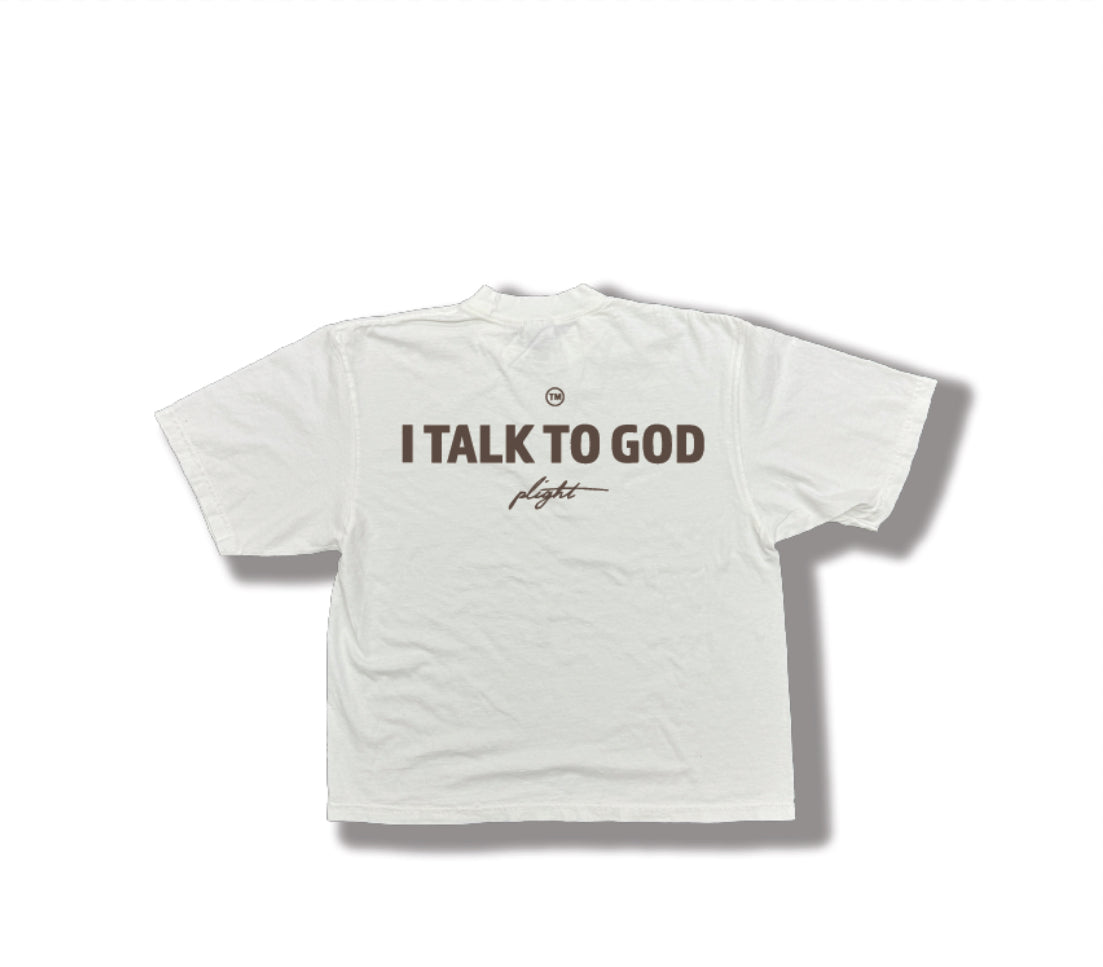 Plight Life I talk to God Icon T-Shirt (White)