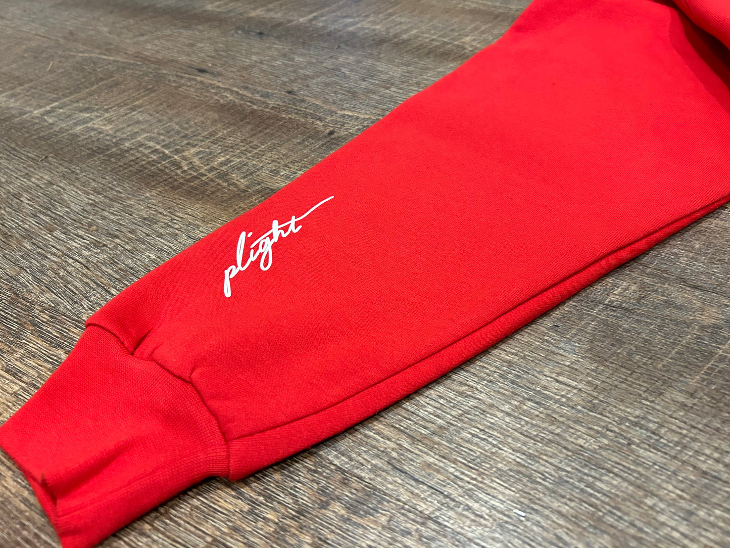 Plight Life “I Talk to God” Classic Arc Puff Print Hoodie(Cherry)