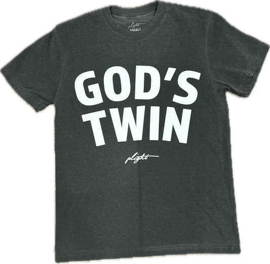 Plight Life "Official God's Twin Puff Print T-shirt" Stone Grey