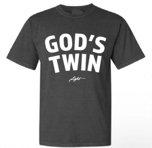 Plight Life "Official God's Twin Puff Print T-shirt" Stone Grey