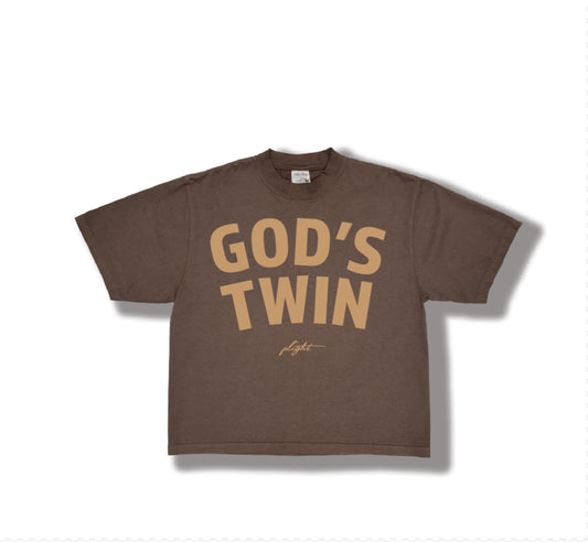 Plight Life "Official God's Twin Puff Print T-shirt" Cofee/Sand