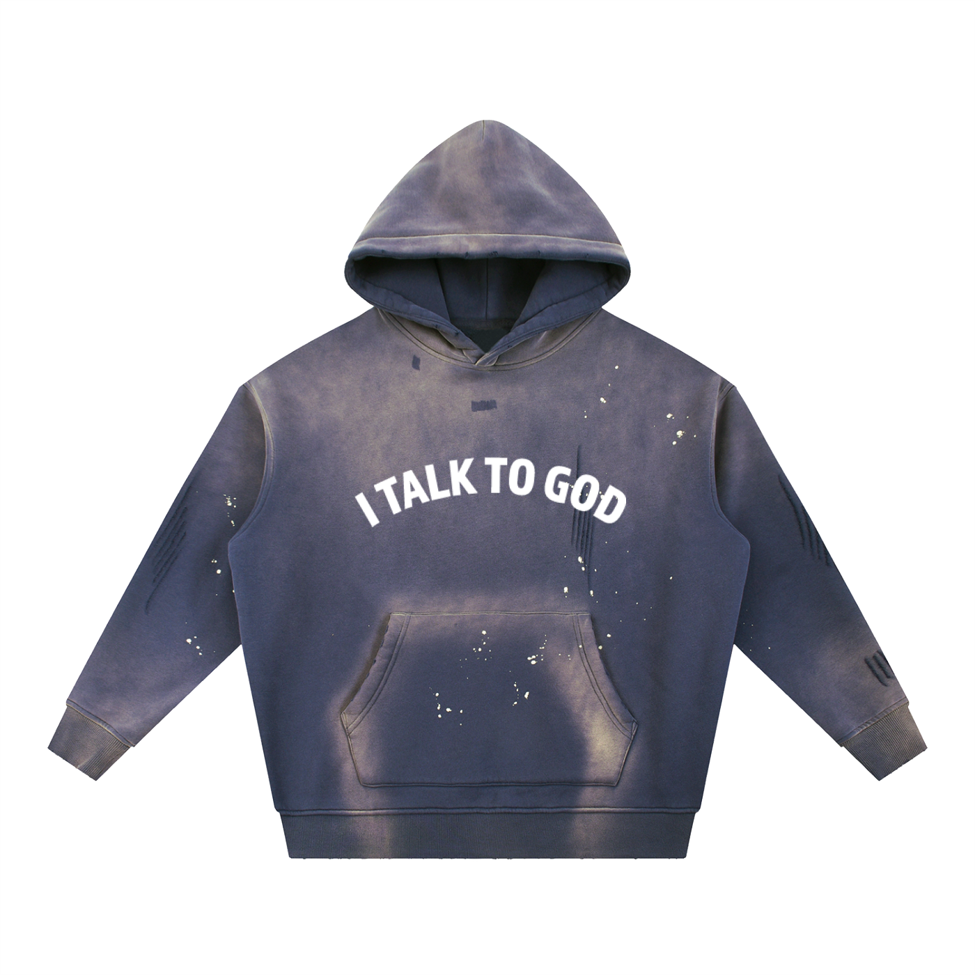 Vintage Washed Frayed Fleece Hoodie