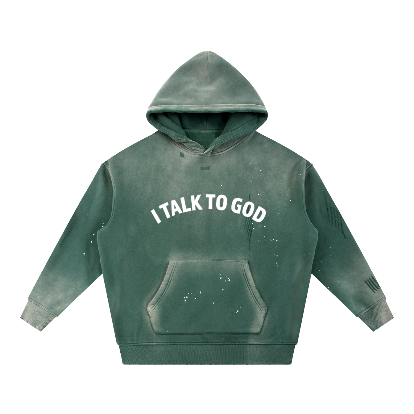 Vintage Washed Frayed Fleece Hoodie
